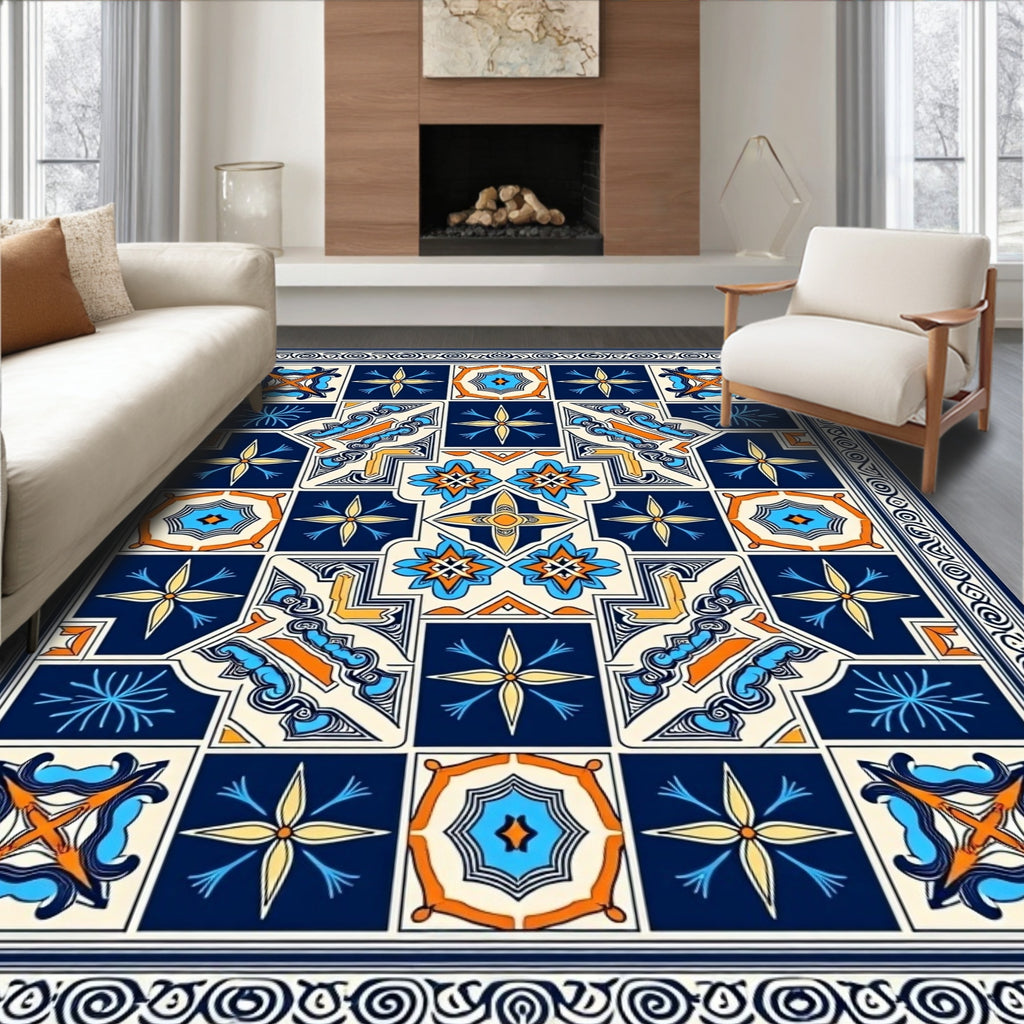 Ornate Geometric Tile Inspired Rug