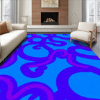Bold Abstract Swirls Blue Pattern Rug