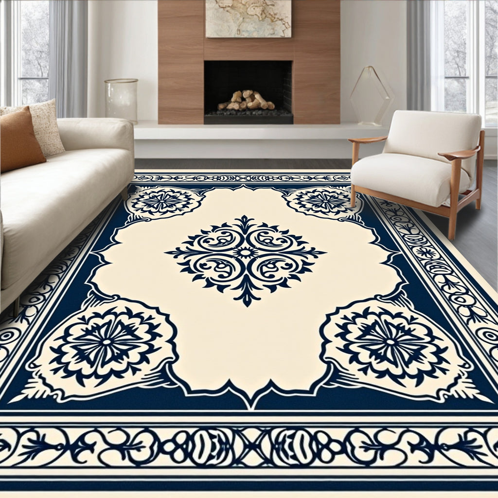 Ornate Floral Medallion Classic Design Rug