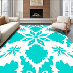 Teal Snowflake Geometric Pattern Rug