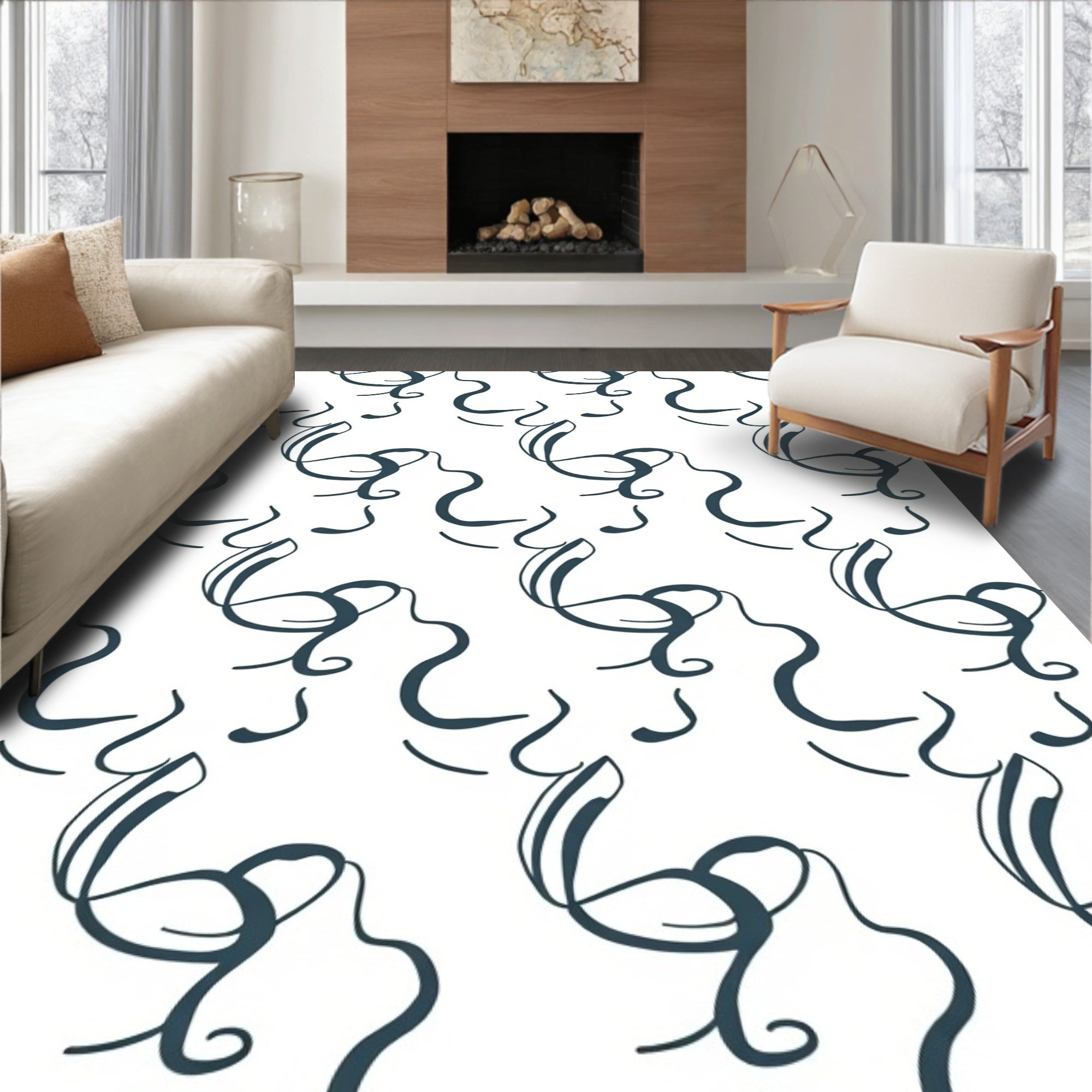 Abstract Swirls Pattern Rug