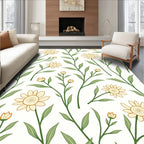 Delicate Floral Botanical Pattern Rug
