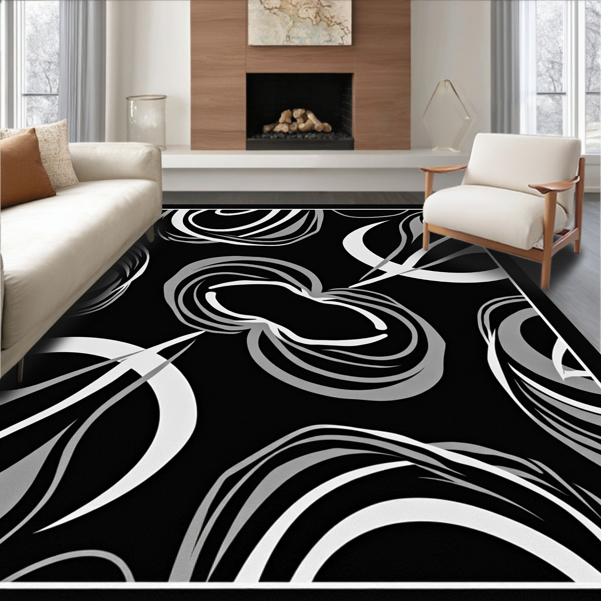 Bold Abstract Swirls Pattern Rug