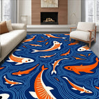 Orange Fish Abstract Pattern Design Rug