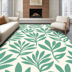 Teal Foliage Botanical Pattern Rug