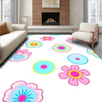 Bright Floral Pattern with Pink Blue Hues Rug