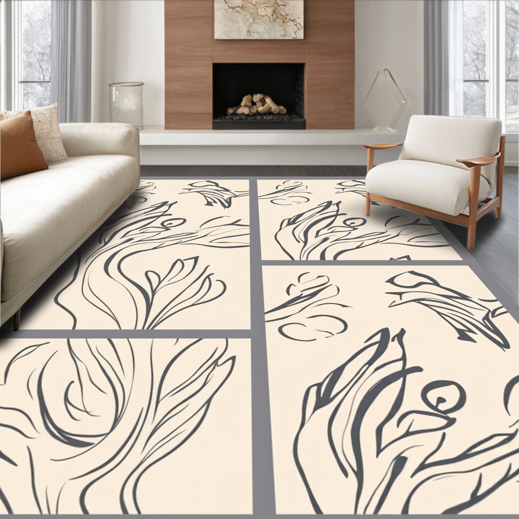 Abstract Organic Line Art Design Rug