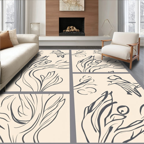 Abstract Organic Line Art Design Rug