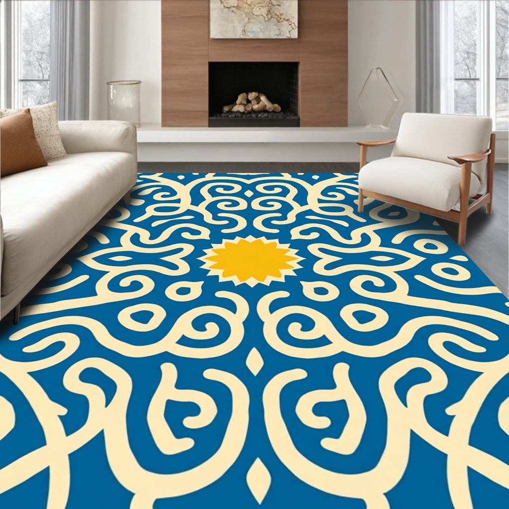 Radiant Sun Swirl Pattern Rug