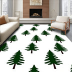 Dark Green Pine Tree Pattern Rug