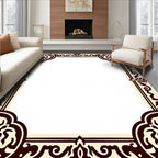 Elegant Dark Brown Scroll Pattern Rug