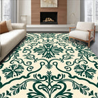 Emerald Flourish Damask Pattern Rug