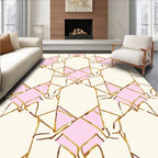 Modern Gold Geometric Hexagon Pattern Rug