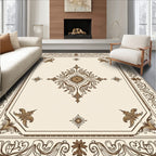 Antique Brown Floral Scroll Work Rug