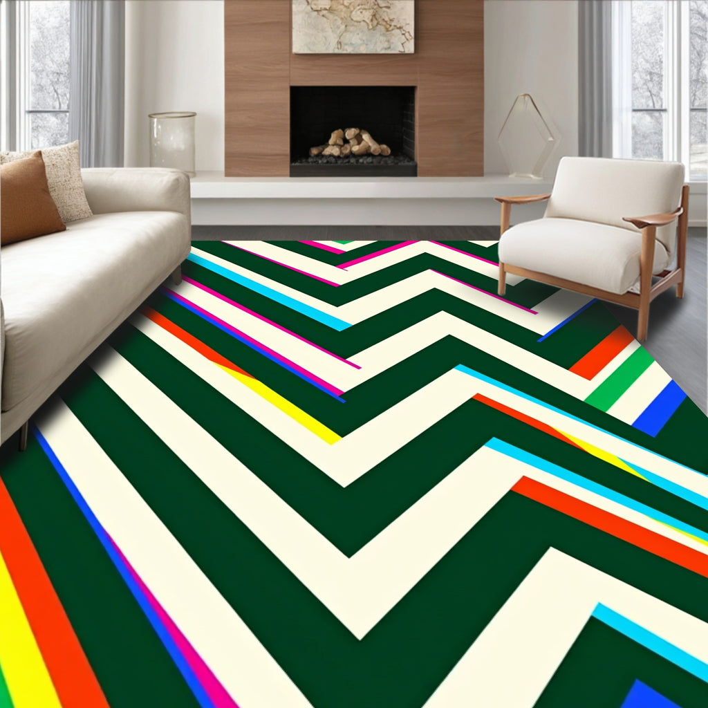 Bold Zigzag Stripe Geometric Design Rug