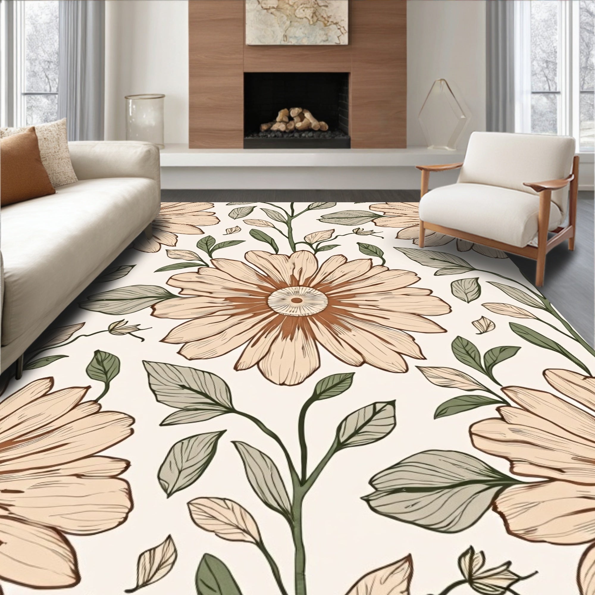 Vintage Floral Pattern Rug