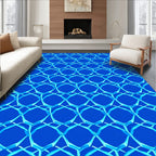 Geometric Blue Chain Mesh Rug