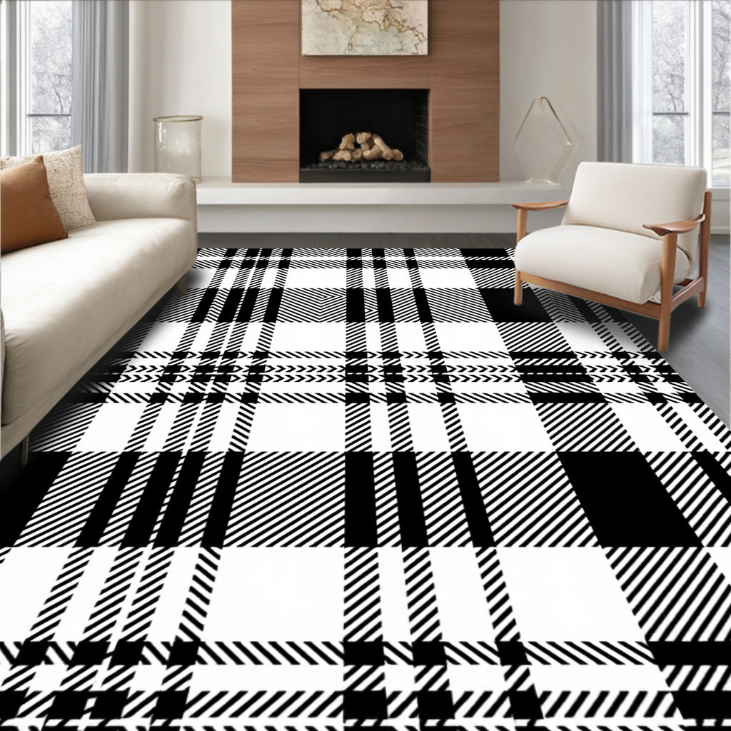 Bold Plaid Geometric Pattern Rug