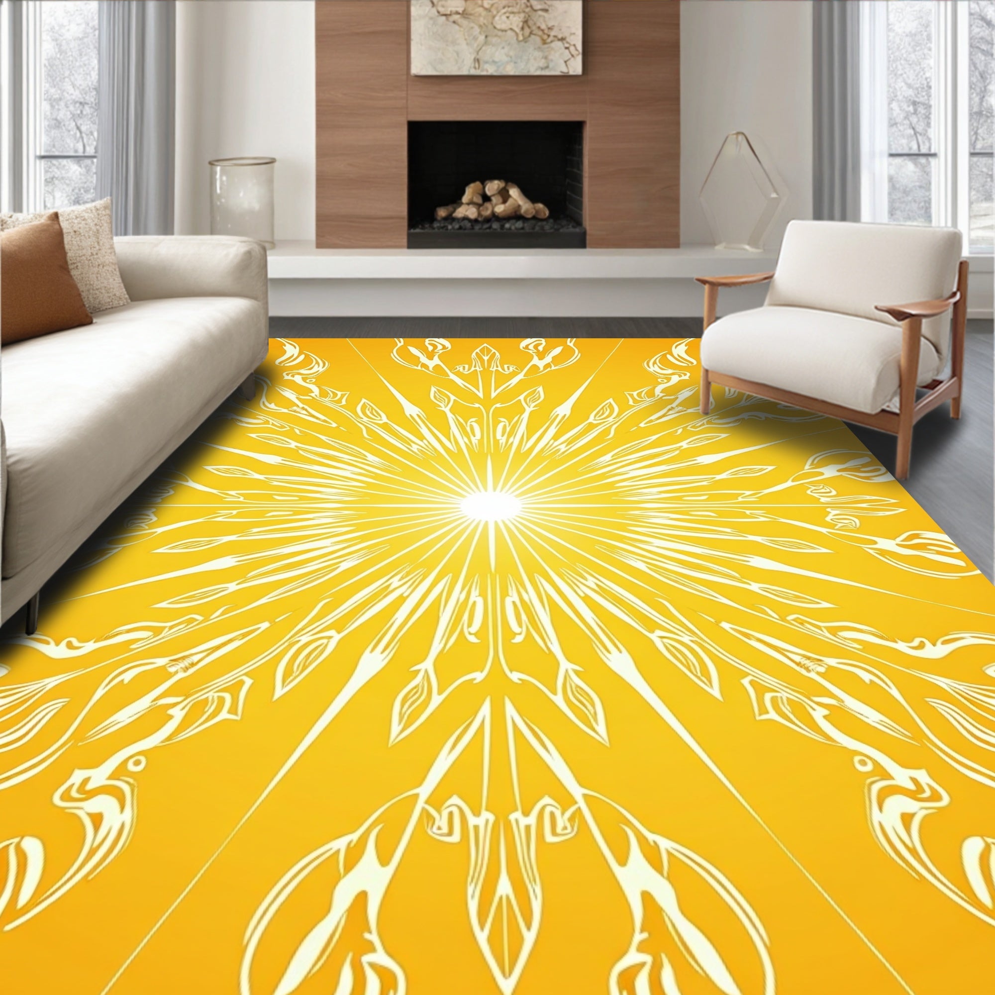 Radiant Sunburst Abstract Pattern Rug