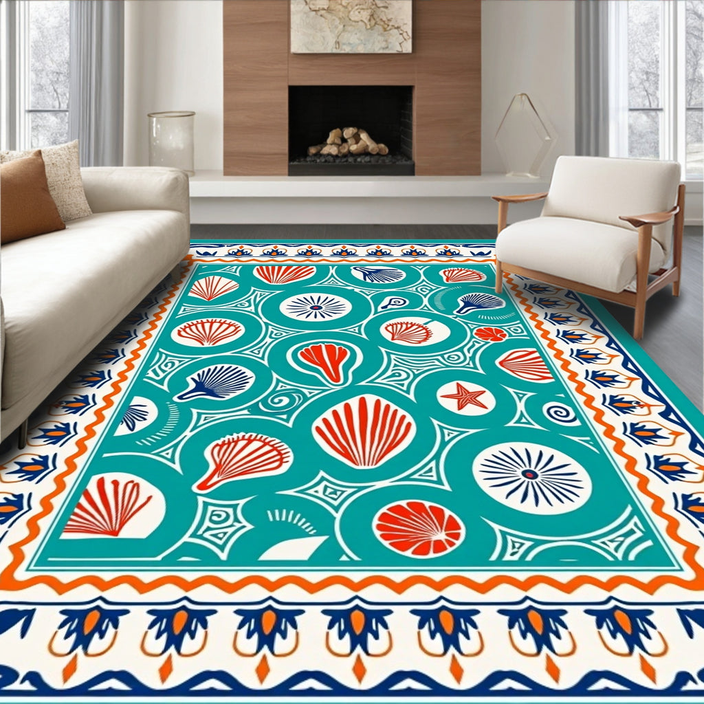 Coastal Shell Starfish Pattern Rug