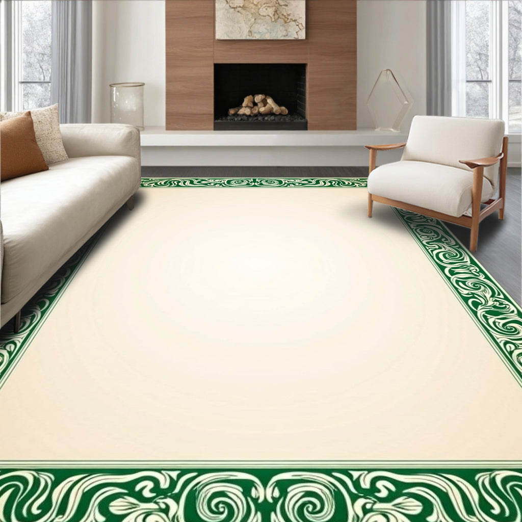 Emerald Green Swirl Border Rug