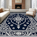 Classic White Floral Medallion Rug