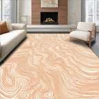 Coral Wavy Lines Contour Pattern Rug