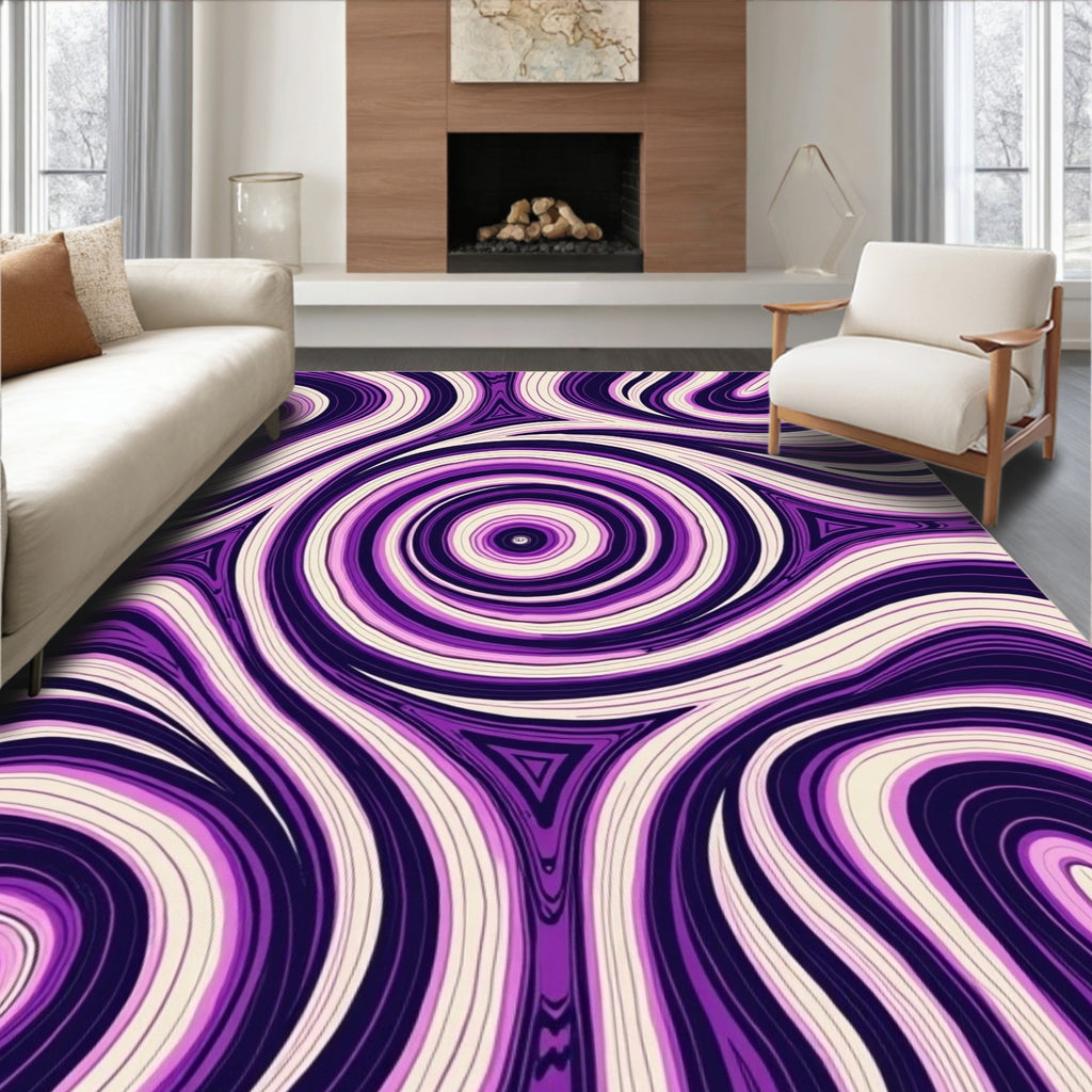 Purple Swirl Abstract Patterned Rug