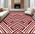 Geometric Patterned Crimson Zigzag Style Rug