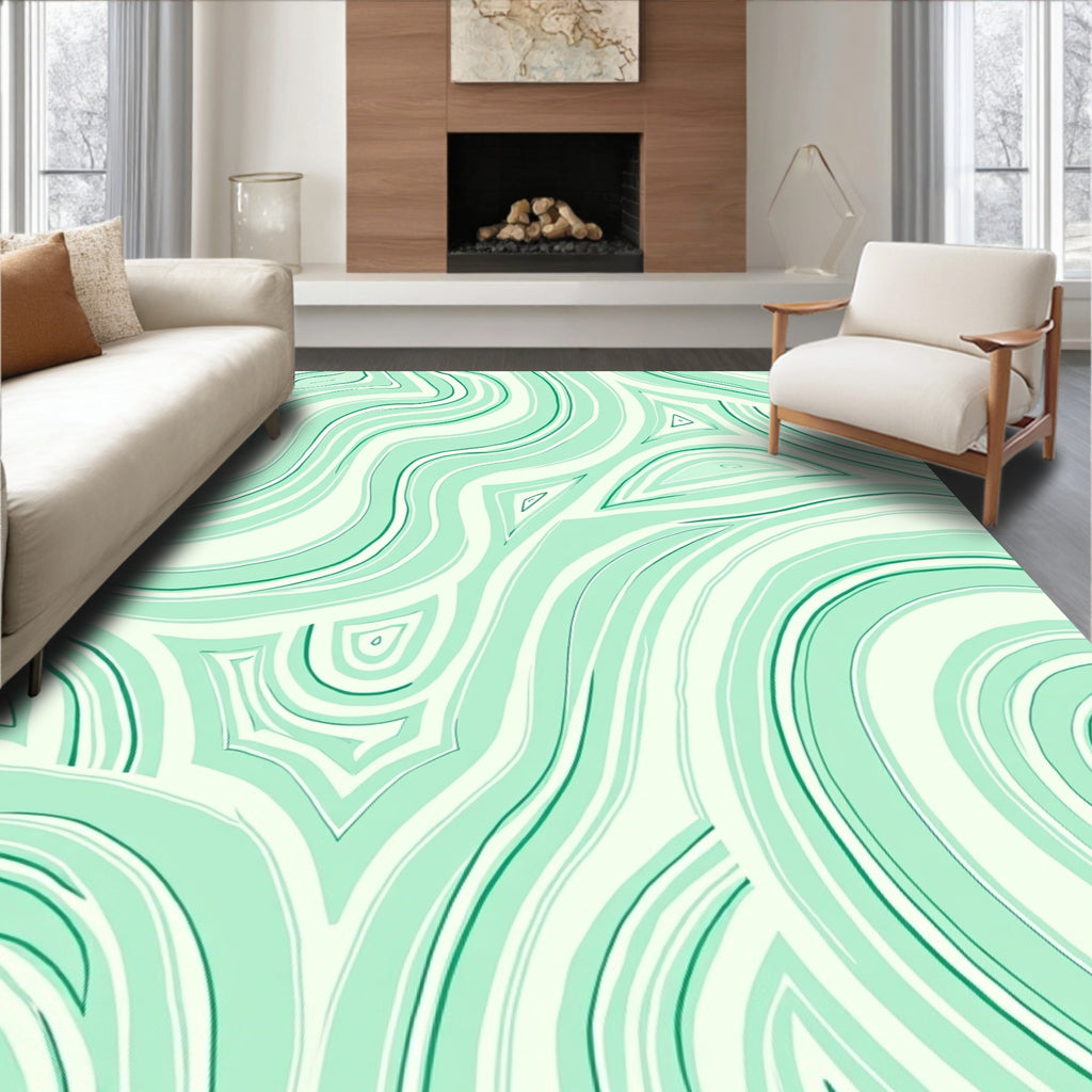 Aqua Swirls Organic Pattern Rug