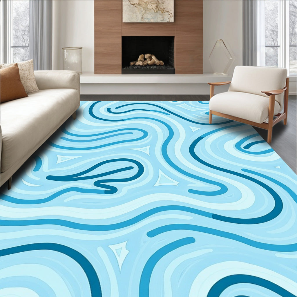 Oceanic Swirl Pattern Design Rug