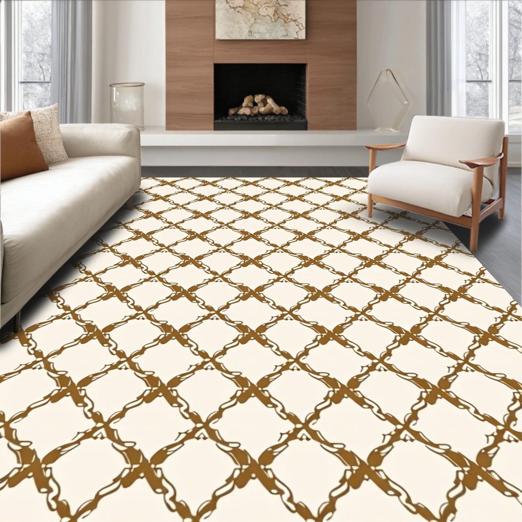 Golden Retriever Patterned Lattice Rug
