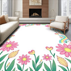 Whimsical Floral Rainbow Border Design Rug