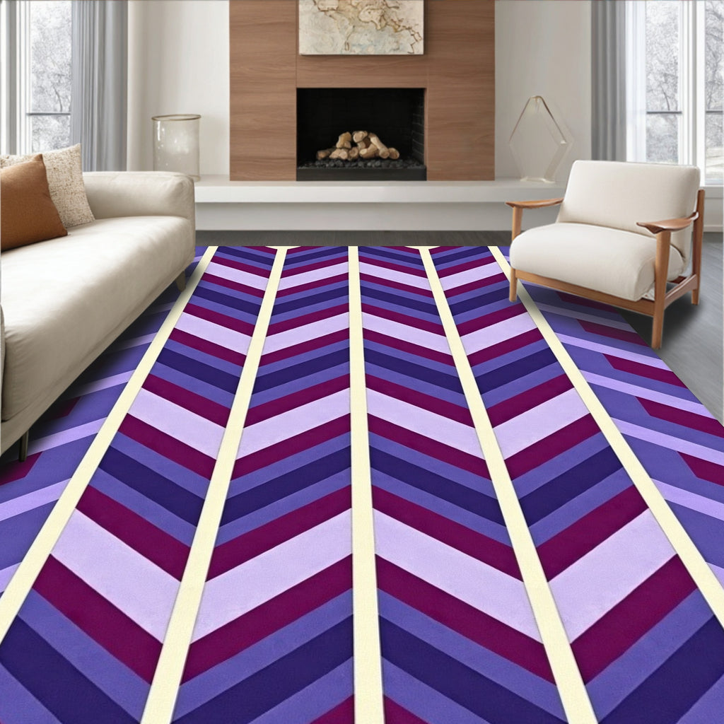 Purple Lilac Chevron Pattern Rug