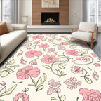 Pink Floral Swirl Pattern Rug