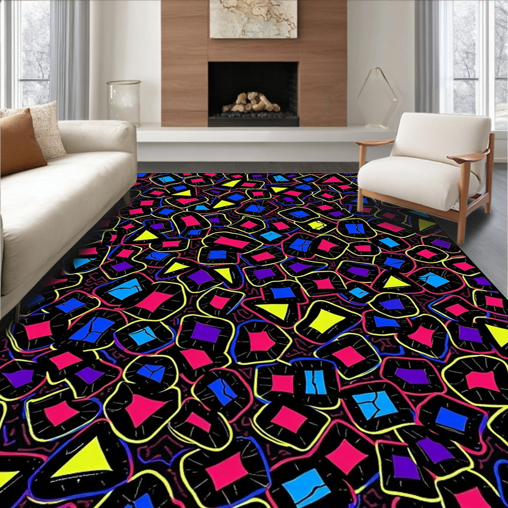 Vibrant Geometric Collage Design Rug