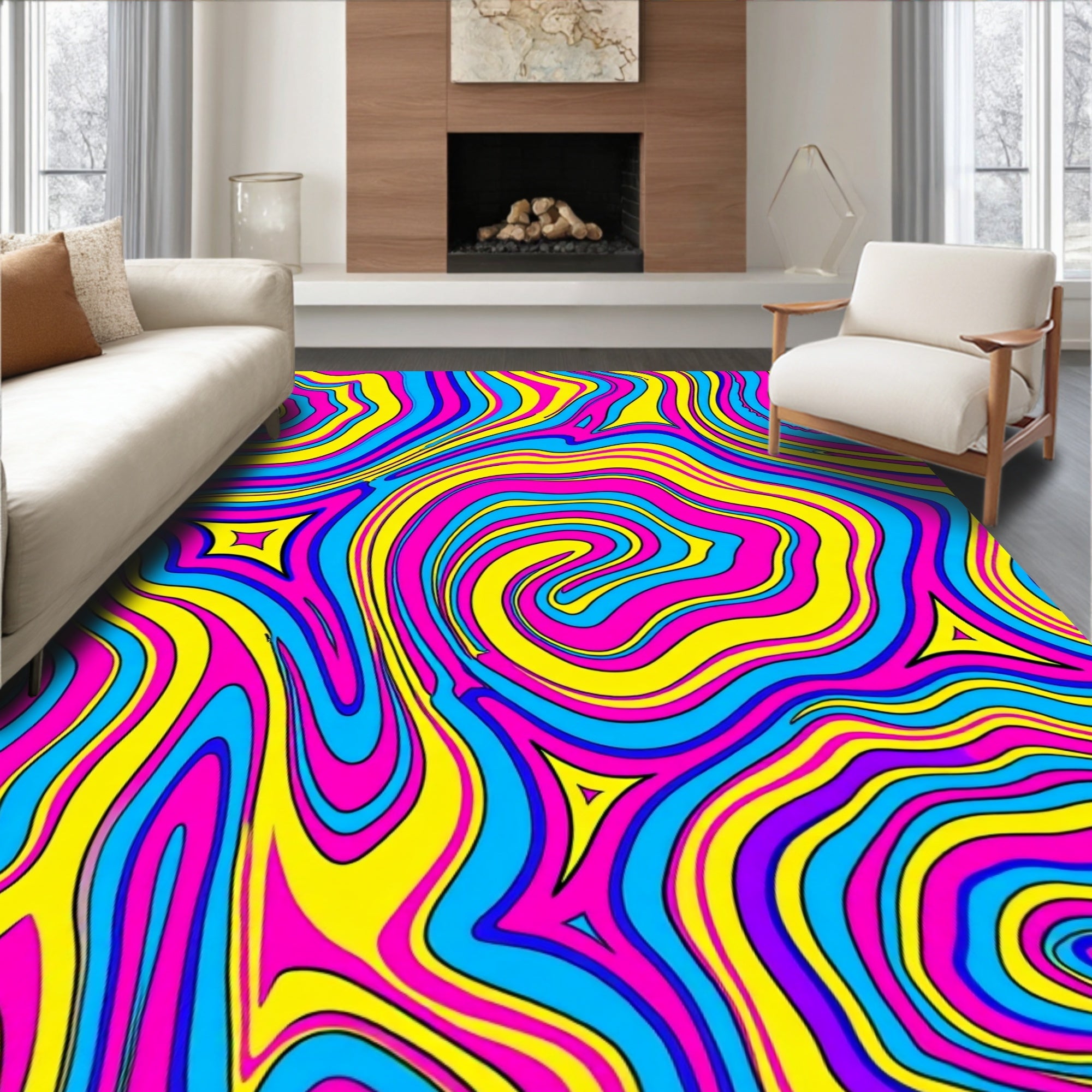 Vivid Swirl Abstract Pattern Rug