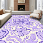 Purple Blossom Swirl Pattern Rug