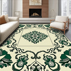 Dark Green floral Scrollwork Pattern Rug