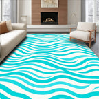 Turquoise Wave Pattern Textile Design Rug