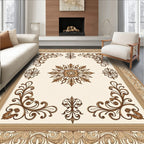 Ornate Floral Scrollwork Cream Rug