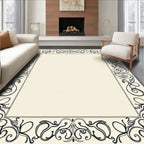 Ornate Black Floral Border Rug