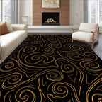 Black Gold Swirl Abstract Pattern Rug