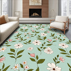 Delicate Floral Patterned Garden Design Rug