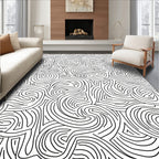 Abstract Swirls Line Art Rug