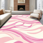 Pink Striped Abstract Fluid Rug
