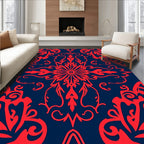 Bold Red Floral Damask Pattern Rug