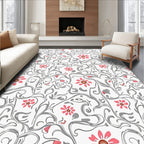 Floral Vines With Pink Daisy Accents Rug