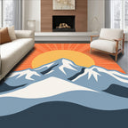 Majestic Mountain Sunrise Abstract Design Rug