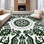 Dark Green Floral Mandala Pattern Rug
